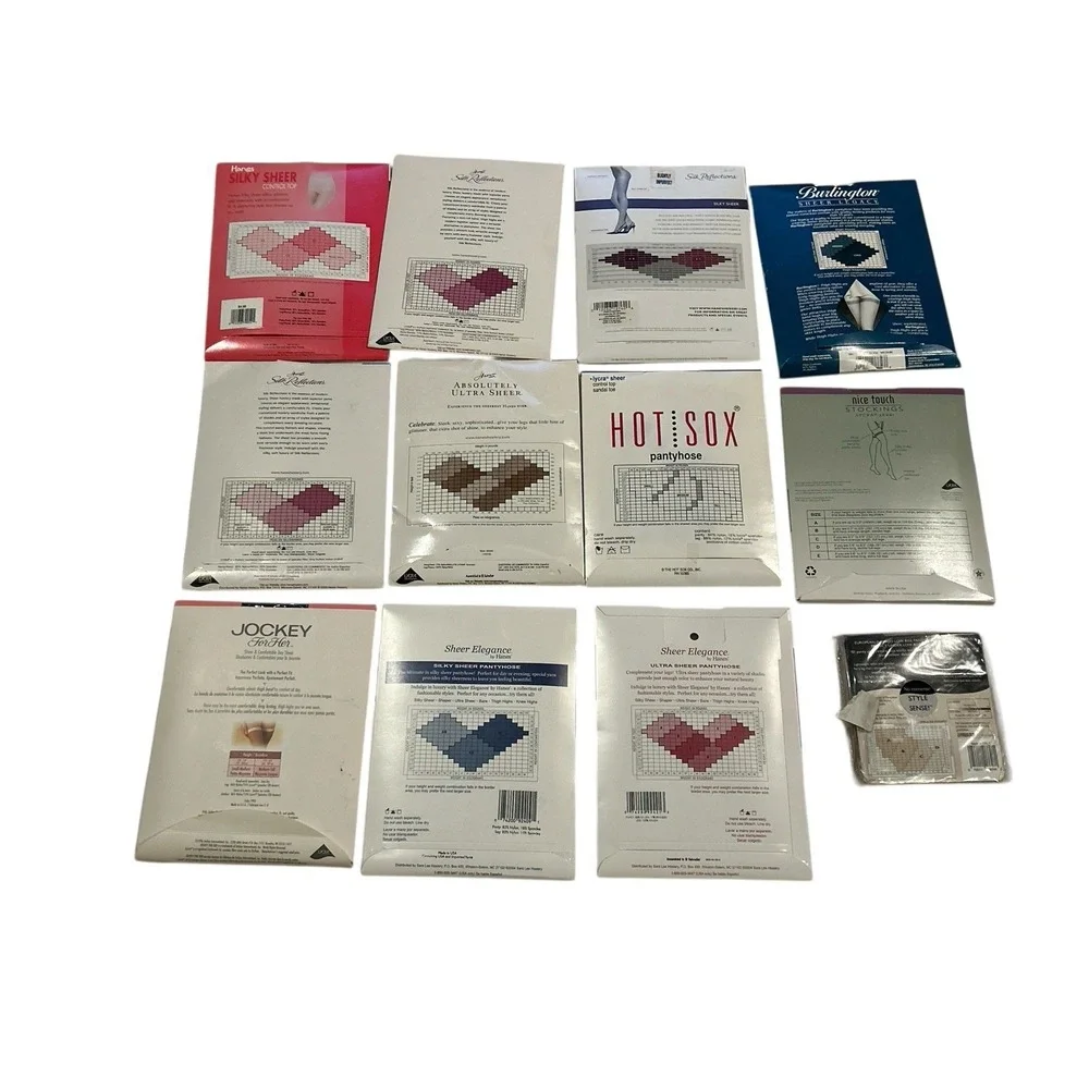 VTG Pantyhose Sheer Elegance Tights Lot‎ of 12 Various Colors & Sizes
